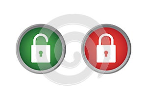 Lock and unlock button vector icon. Padlock Icon Vector.