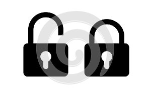 Lock unlock icon set black color