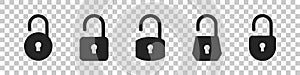 Lock Unlock Icons. Vector icons on transparent background. Vector illustration