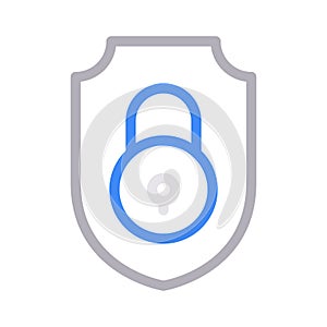Lock thin line color vector icon