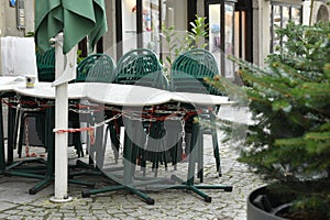 Lockdown in Corona crisis - Closed gastronomy in Steyr, Austria, Europe