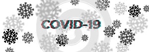 Lockdown Pandemic Covid-19 banner inscription with glitch effect. Stop Coronavirus outbreak. Bacteria microbe danger and public