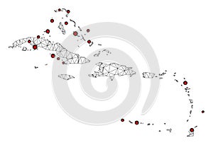 Lockdown Polygonal 2D Mesh Vector Map of Caribbean Islands