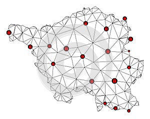 Lockdown Polygonal 2D Mesh Vector Map of Saarland State