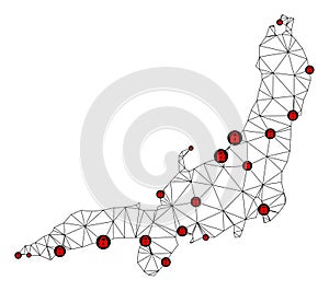 Lockdown Polygonal Carcass Mesh Vector Map of Honshu Island