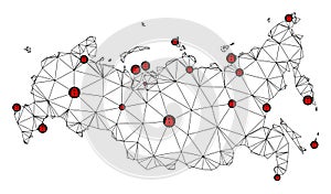 Lockdown Polygonal Carcass Mesh Vector Map of Russia