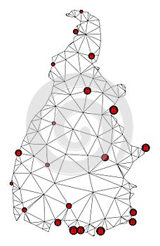 Lockdown Polygonal Carcass Mesh Vector Map of Tocantins State