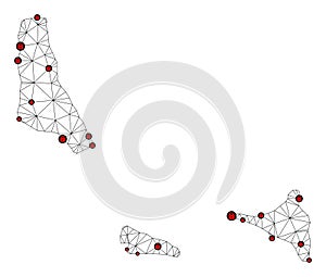 Lockdown Polygonal Network Mesh Vector Map of Comoros Islands
