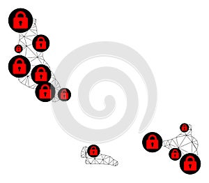 Lockdown Polygonal Network Mesh Vector Map of Comoros Islands
