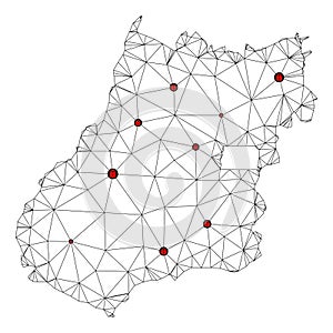 Lockdown Polygonal Network Mesh Vector Map of Goias State