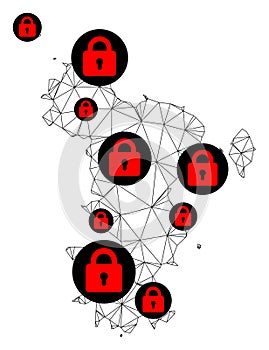 Lockdown Polygonal Network Mesh Vector Map of Mayotte Islands