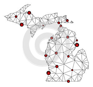 Lockdown Polygonal Network Mesh Vector Map of Michigan State