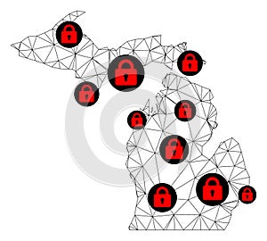 Lockdown Polygonal Network Mesh Vector Map of Michigan State