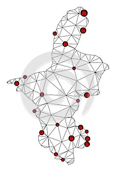 Lockdown Polygonal Network Mesh Vector Map of Ningxia Hui Region