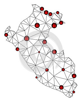 Lockdown Polygonal Network Mesh Vector Map of Peru