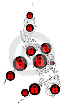 Lockdown Polygonal Network Mesh Vector Map of Philippines