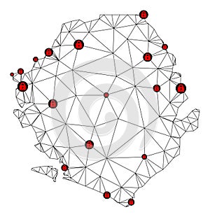 Lockdown Polygonal Network Mesh Vector Map of Sierra Leone