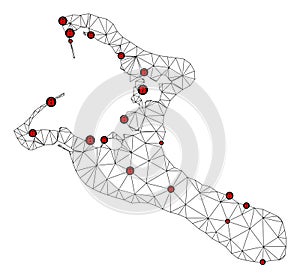 Lockdown Polygonal Wire Frame Mesh Vector Map of Kiribati Island