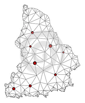 Lockdown Polygonal Wire Frame Mesh Vector Map of Sverdlovsk Region