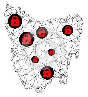 Lockdown Polygonal Wire Frame Mesh Vector Map of Tasmania Island