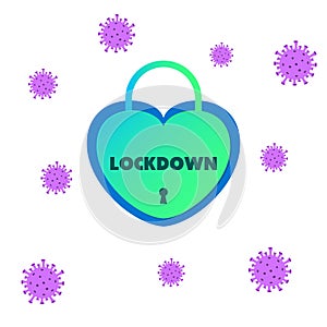 Lockdown poster with heart symbol design concept