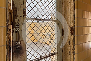 Locked barred door inside Trans-Allegheny Lunatic Asylum