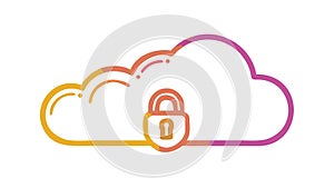 Locked Cloud Icon: Secure Online Data Storage, vector design Generative AI