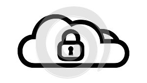 Locked Cloud Symbol, Secure Cloud Storage Icon, vector design Generative AI