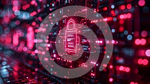 Locked data files display padlock symbols. AI Generated.