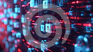 Locked Data Files, screen displaying a series of file icons lock symbol.