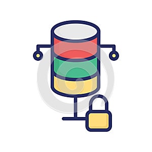 Locked database Isolated Vector icon which can easily modify or edit