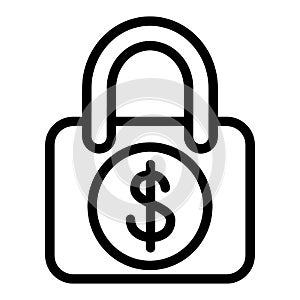 Locked dollar line icon. Lock with dollar sign vector illustration isolated on white. Padlock with dollar outline style