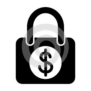 Locked dollar solid icon. Lock with dollar sign vector illustration isolated on white. Padlock with dollar glyph style