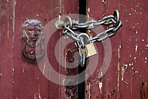 Locked door closeup