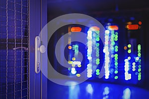 Locked door of a secure datacenter section.