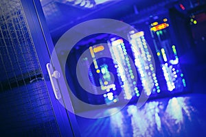 Locked door of a secure datacenter section.