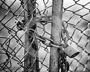 Locked Fence B&W