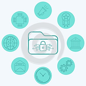 Locked folder vector icon sign symbol