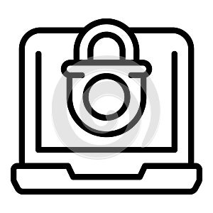 Locked laptop icon outline vector. Cyber money
