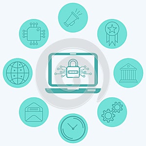 Locked laptop vector icon sign symbol