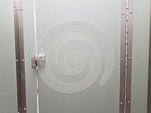 Locked or latched bathroom or restroom stall door