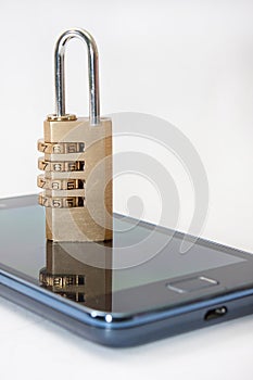 Locked mobile phone with padlock