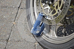 Locked motorbike tire