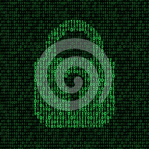 Locked padlock on binary code background