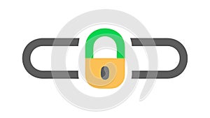 Locked Padlock Chain Icon for Security, vector design Generative AI