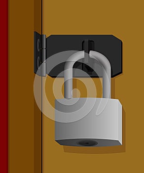 Locked padlock on the door photo