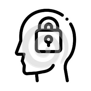 Locked Padlock In Man Silhouette Mind Vector Icon