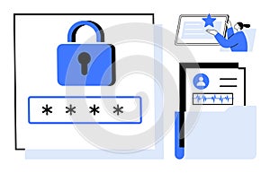 Digital Security with Password Protection, User Data, and Document Validation Concept
