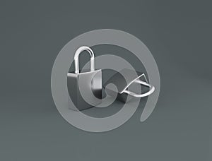 Locked padlock. Minimalist style concept for business, careers, key to success, unlocking potential and security, 3D rendering.