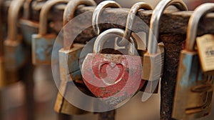 Locked padlocks, keys, and symbolic imagery portraying everlasting love and commitment